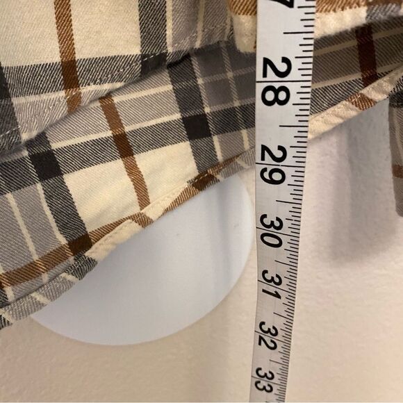 Eddie Bauer Cotton flannel Black gray plaid Long Sleeve button down shirt XLT - Picture 5 of 11